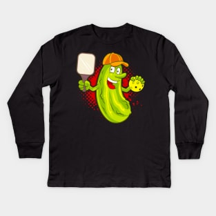 Pickleball Pickle Player Kids Long Sleeve T-Shirt